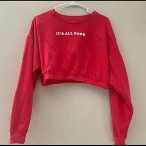red crop sweater